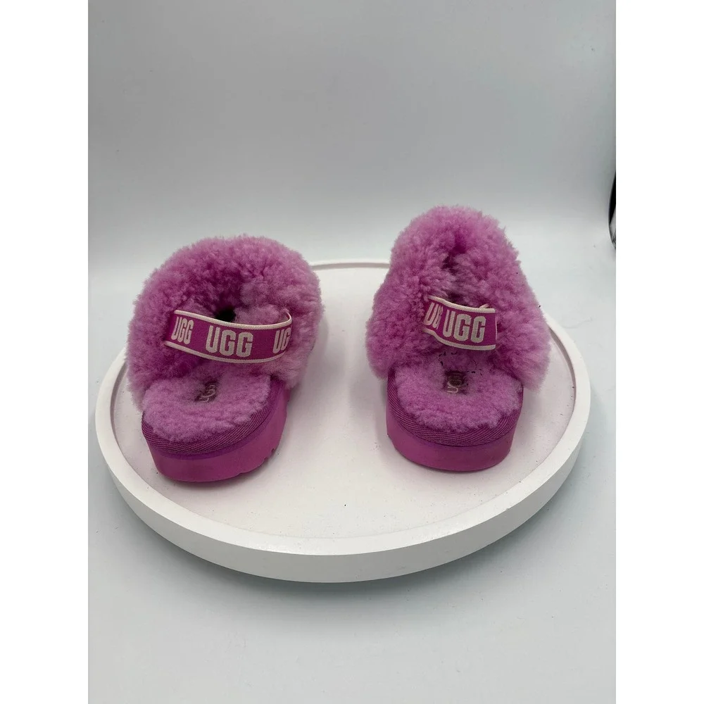 UGG Kids Fluff Yeah Slide Rock Rose Pink Sheepskin Slippers 1130330 Size 10T